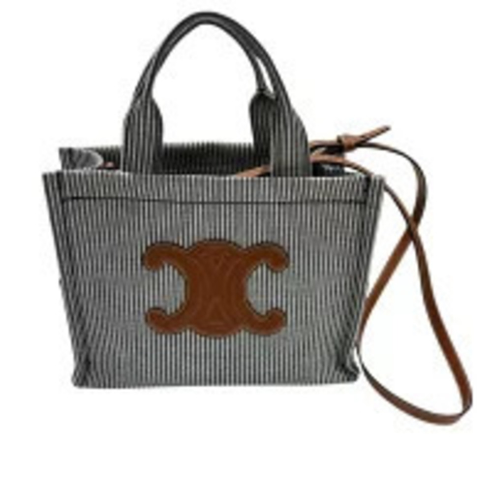 Celine Shoulder Bag Cabas Thais Stripe Textile